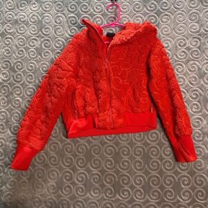 All in Motion Kids Orange Textured Fleece Zip Up Hoodie Jacket Size S 6‎ 6X
